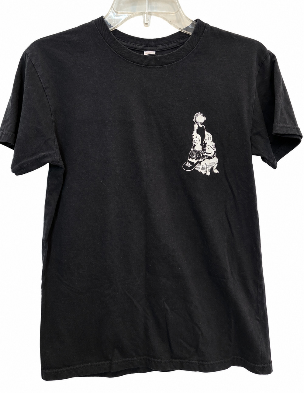 Popeye Graphic T-Shirt Mens Black Bulldog Roses Double Sided Cartoon Tee Casual